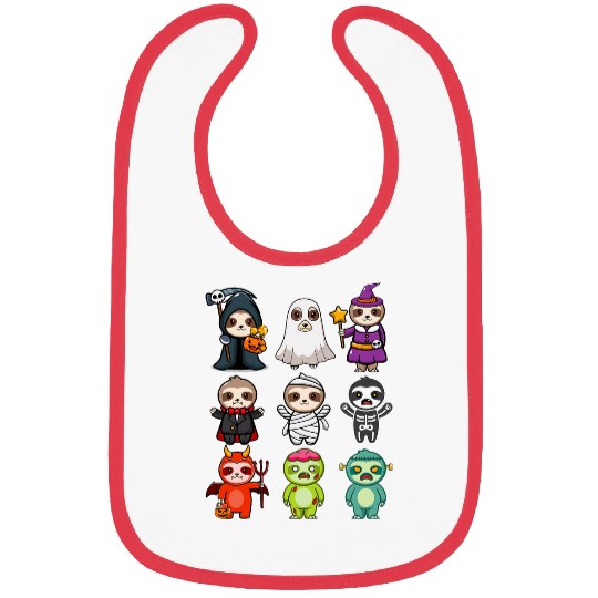 Sloth Pet Spooky ghosts BooJee Horror Pumpkin Sloth Halloween Bibs