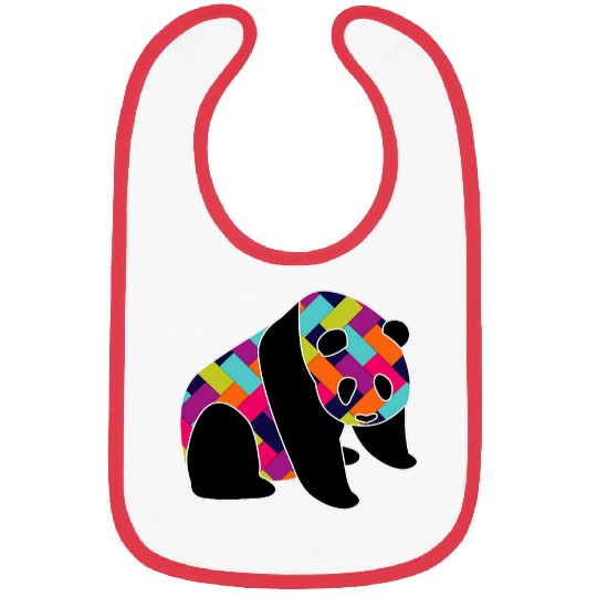 Panda Pet with Colorful Herringbone Pattern Bibs
