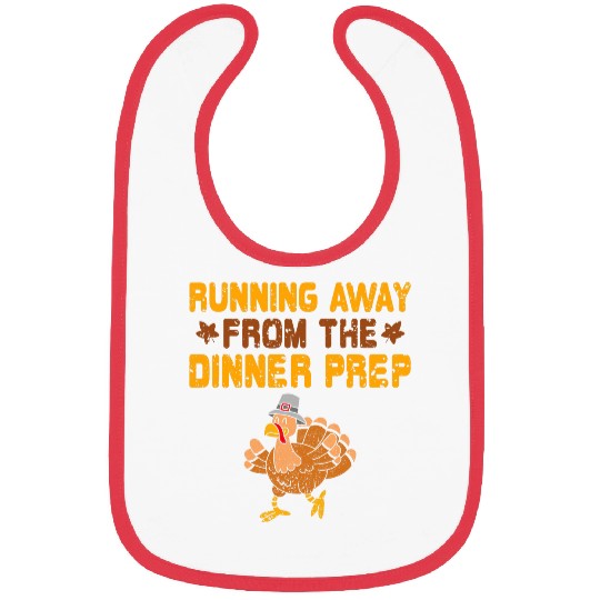 Running Away Dinner Prep Turkey Trot Running Thanksgiving Bibs