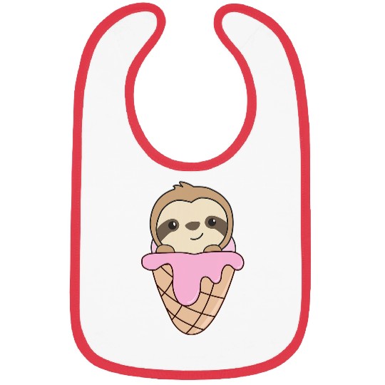 Sloth Pet Strawberry Ice Cream Waffle Sweet Animals Sloth Bibs