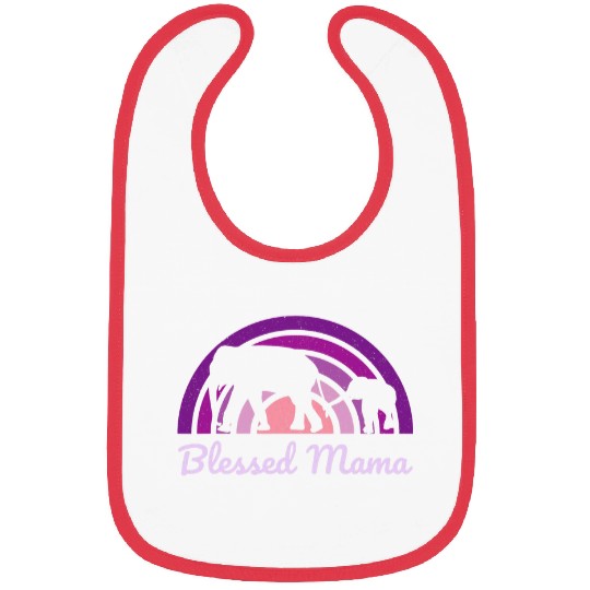 Elephant Pet Blessed Mama Rainbow Elephant Mother Lavender Purple Bibs