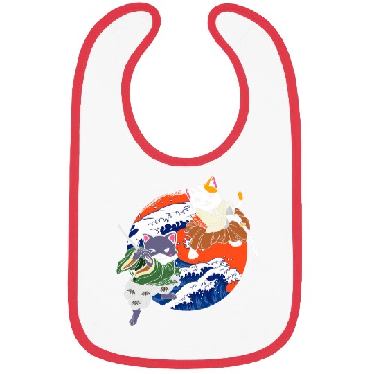 Japanese samurai cat tattoo, kawaii ninja cat s 9 Bibs