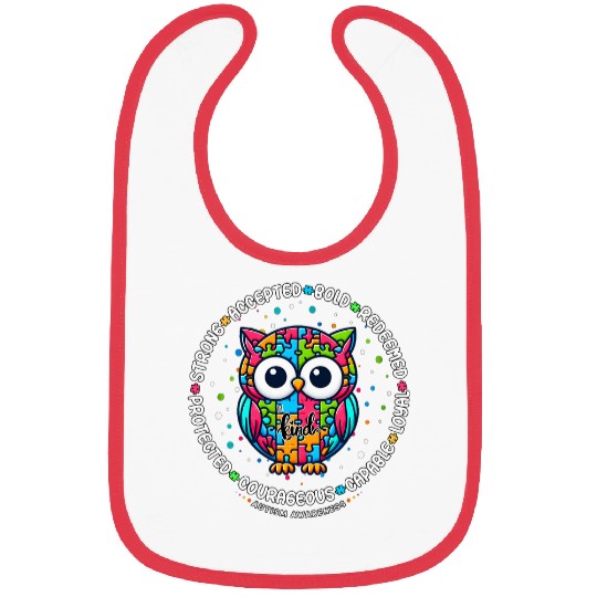 Owl Pet Strong Accepted Protected Courageous Owl Autism Awareness Bibs