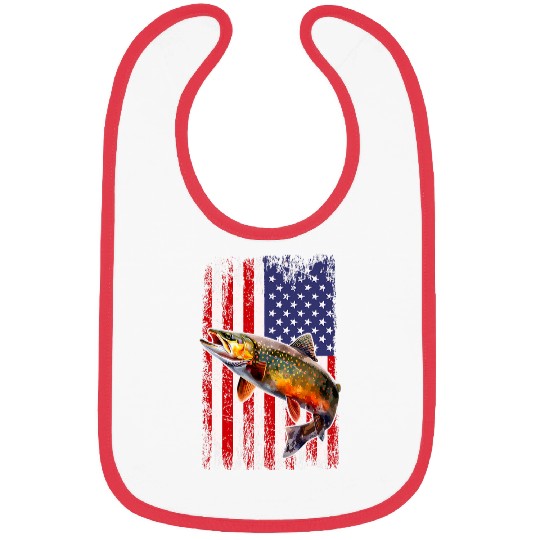 Speckled Brook trout American flag Fishing Bibs
