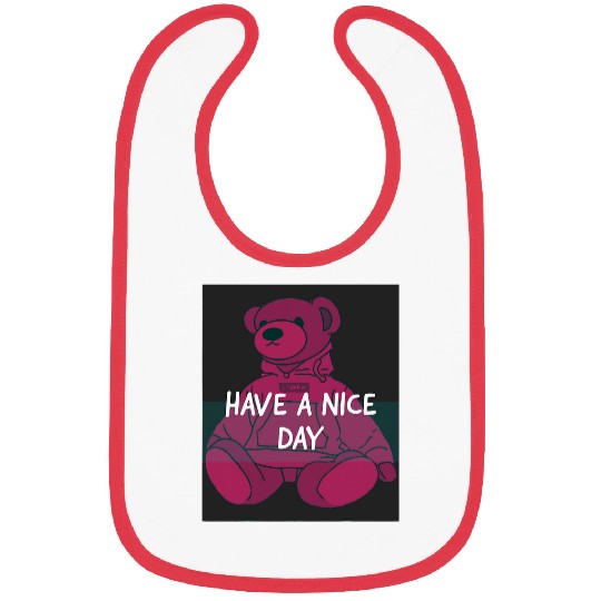 Bear Pet Have A Nice Day Pink Bear Bibs