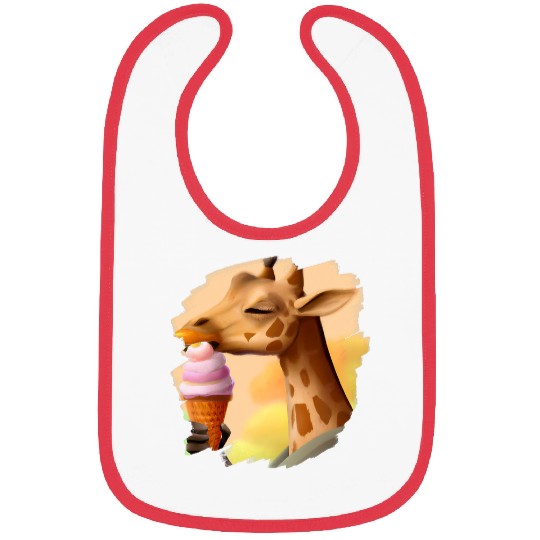 Giraffe Pet Eating Ice Cream Cone Funny Giraffes 1 Bibs