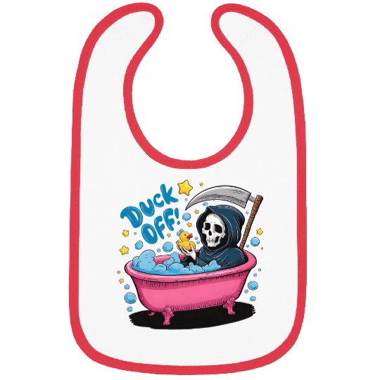 Duck Pet Off Grim Reaper Spooky Snarky Skeletons Funny Bibs