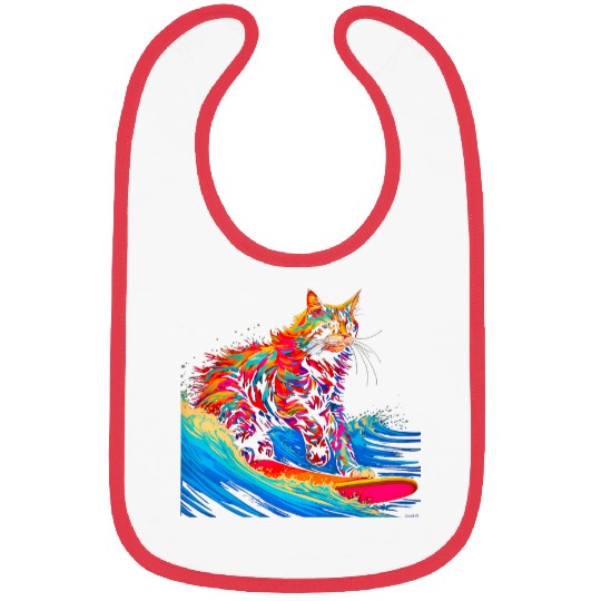 Surfing Maine Coon Cat Surf Bibs