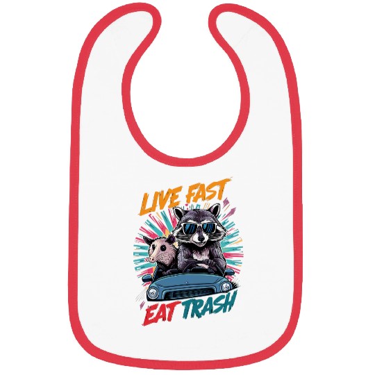 Raccoon Pet Live Fast Eat Trash Panda Colorful 2 Bibs