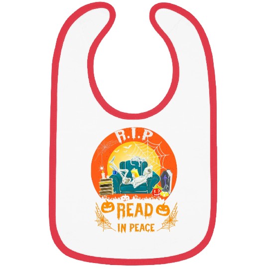 Librarian Job RIP Read In Peace Funny Skeletons Librarian Halloween Bibs