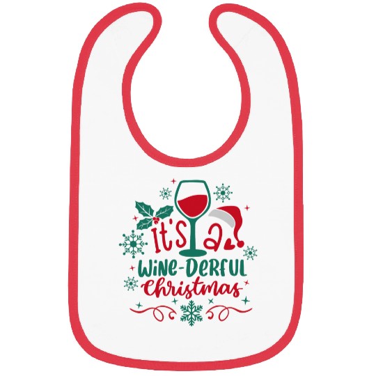 Wines Fun xmass It s a WineDerful Christmas Mistletoe Bibs