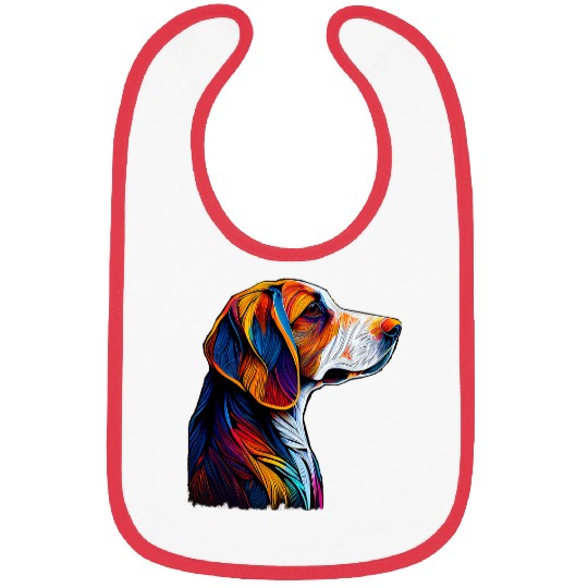 American Foxhound Colorful Abstract Line Art Bibs