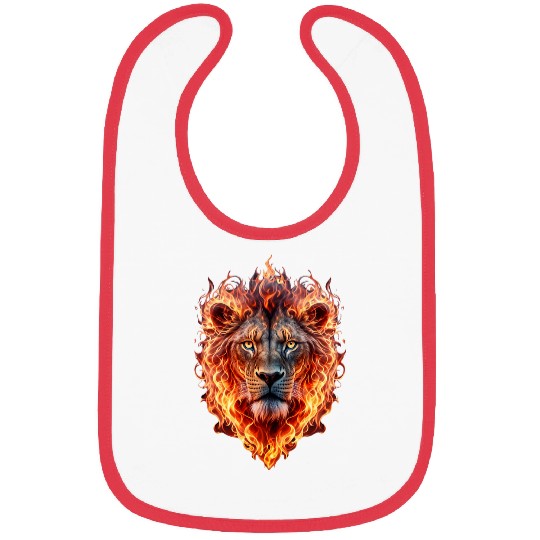 Lion Pet Face in Flames Bibs