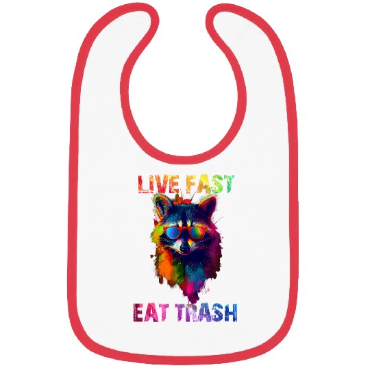 Raccoon Pet Live Fast Eat Trash Panda Colorful Bibs