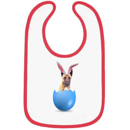 Belgian Malinois Dog Easter Bunny Colored Egg Hunting Sunday Bibs