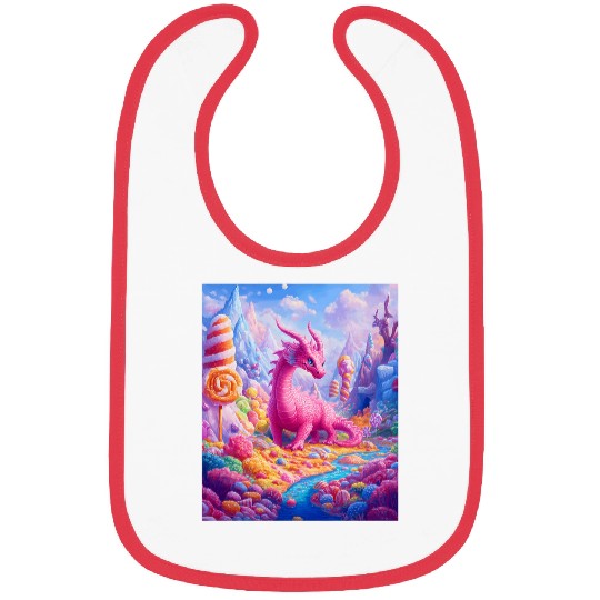 Dragon Pet Whimsical Dragon in Candyland Bibs