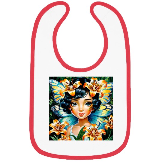 Tiger Lily Fairy in the Garden Bibs