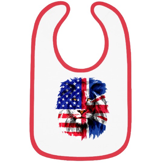 Lion Pet British American Flag Lion Britain Union Jack USA Flag Bibs