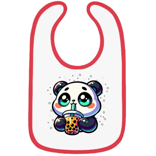 Panda Pet Drinking Boba Milk Tea Bubble Tea Anime Kawaii Bibs