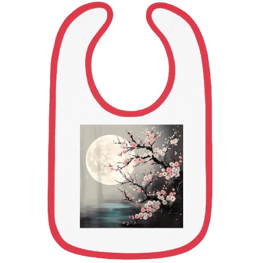 Midnight Magic in a Blossoming Cherry Blossom Garden Bibs