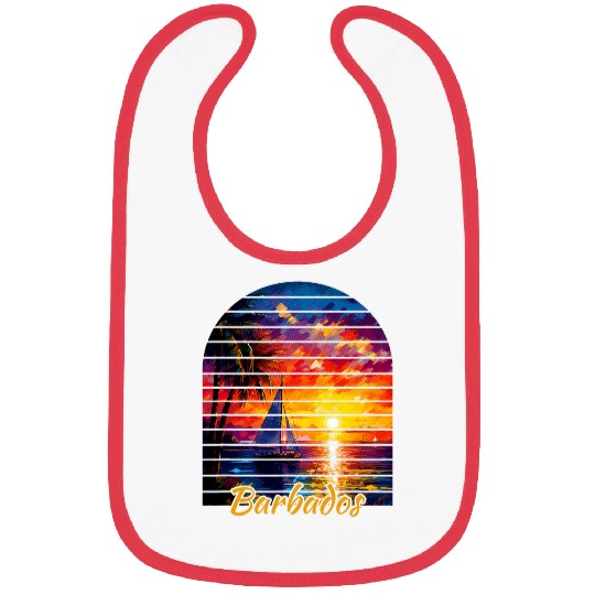 vintages Barbados Palm Tree Sailing Caribbean Sunset Vibes Bibs