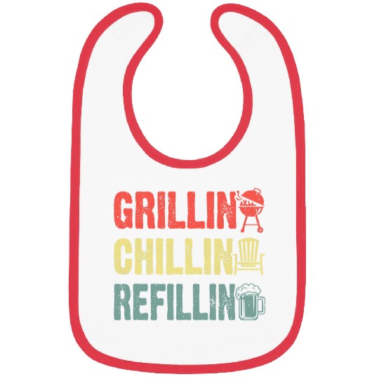 Beer Fun Grillin Chillin Refillin Barbeque BBQ Party Drinking Beer 1 Bibs