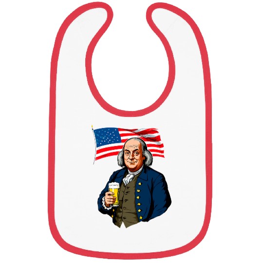 Beer Fun Benjamin Franklin With Beer Mug American Flag 8 Bibs