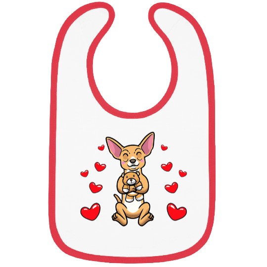 Chiweenie Dog With Stuffed Animal 1 Bibs