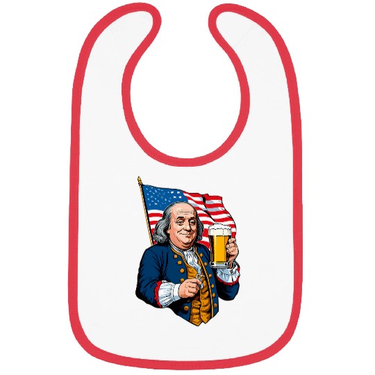 Beer Fun Benjamin Franklin With Beer Mug Design Bibs