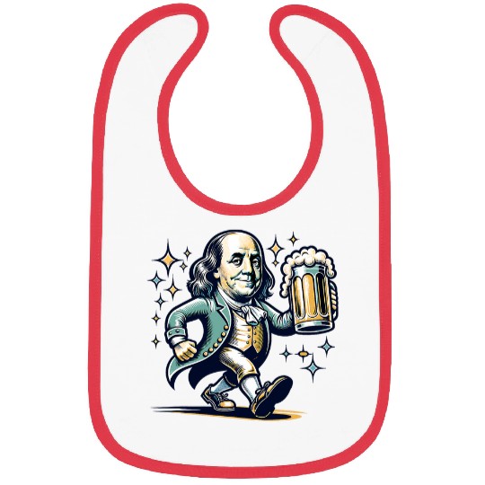 Beer Fun Benjamin Franklin With Beer Mug Celebrate Freedom Bibs
