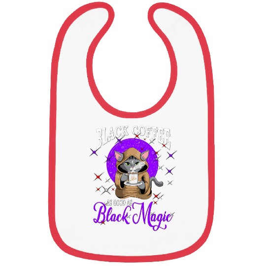 Coffee Fun Black Coffee As Good As Black Magic Cat Cats Drink Bibs