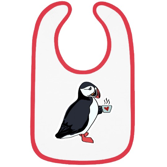 Coffee Fun Puffin Drinking Coffee Bibs