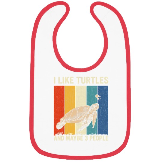 Turtle Pet I Like Turtles and Maybe 3 People Retro Turtle Lover Bibs