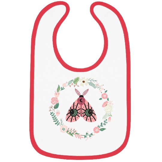 Celestial Mystic Moth With Flowers Artwork Bibs