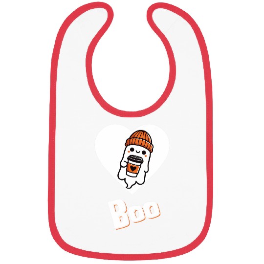 Coffee Fun Cute ghosts Boo Costume Coffee Hot Cocoa Cup being held Bibs