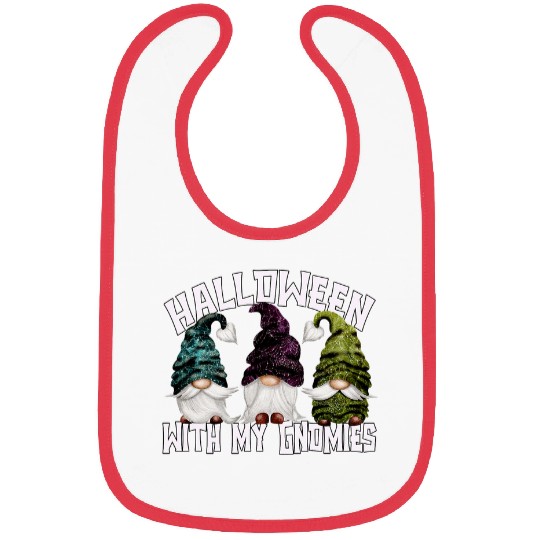 Halloween With My Gnomies With Spider Web Hat Womens Gnome Bibs