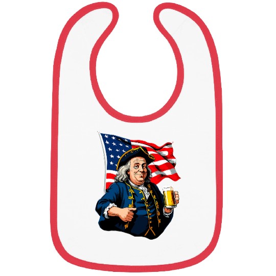 Beer Fun Benjamin Franklin With Beer Mug American Flag 6 Bibs