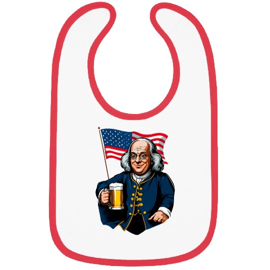 Beer Fun Benjamin Franklin With Beer Mug American Flag Bibs