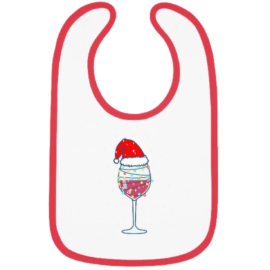 Wines Fun Santa Hat Snowflakes Wines lovers tasing 2 Bibs