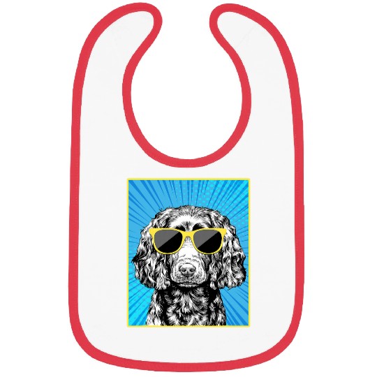 Boykin Spaniel Portrait Pop Art Dog with Sunglasses Bibs