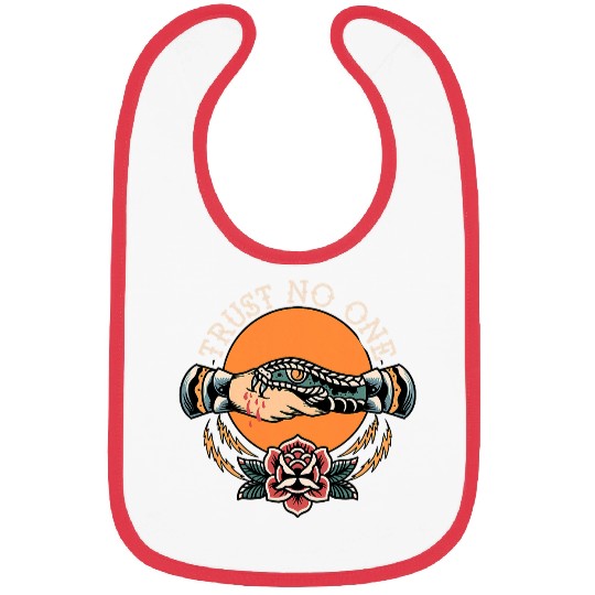 Trust No One Handshake Snake Traditional Tattoo Art Bibs