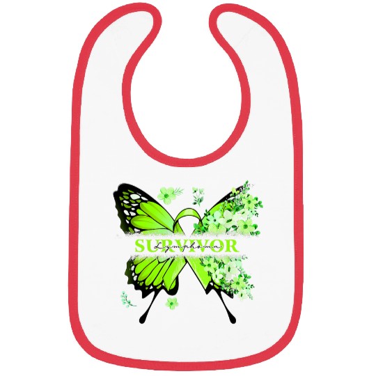 Butterfly Flowers Lime Green Ribbon Lymphoma Warrior Bibs