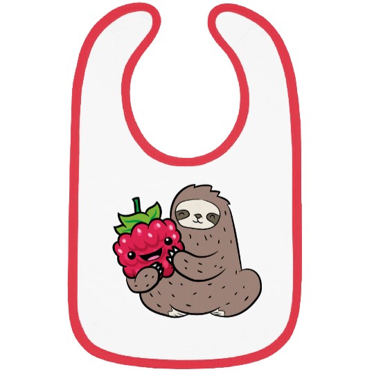 Sloth Pet With Raspberry Fruit Cute Raspberries And Sloth Bibs