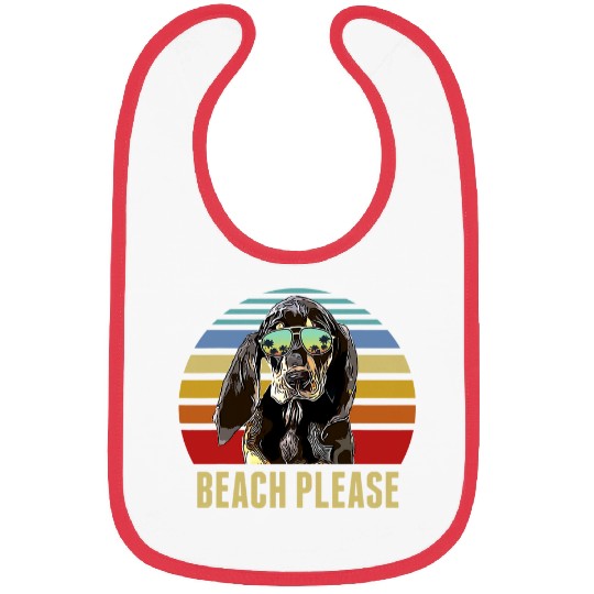 Beach Please Black and Tan Coonhound Dog Funny Summer Bibs