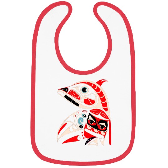 Abstract Salmon Fish in Native American Indian Art Style Bibs