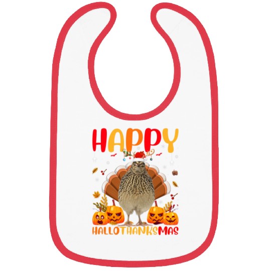 Funny Quail Bird Lover Happy Quail HelloThanksMas Bibs