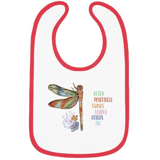 Inspirational Dragonfly Motivational Smile Often Think Funny Bibs
