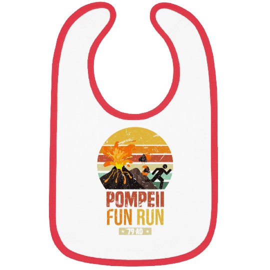 Pompeii Fun Run Funny Historical Volcano Lovers Joke Bibs
