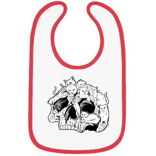 Creepy Cute Cat Skull Design Nu Goth Cats Doodle Art Bibs