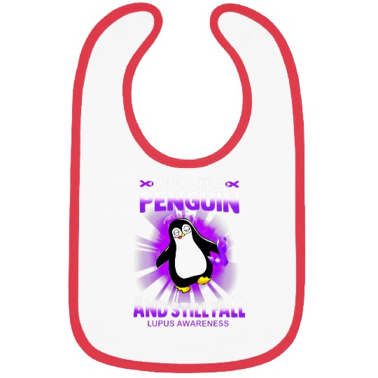 Penguin Pet Purple Lupus Awareness Walk Like A Penguin And Still Fall Bibs
